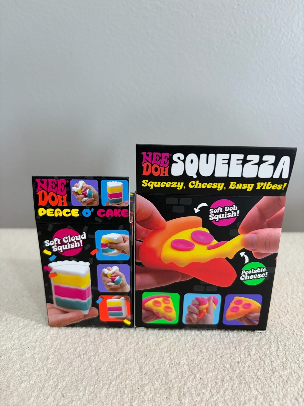Viral 🔥Nee Doh Squeezzza Pizza & Peace O' Cake Toy Set - Yellow, Pink, Blue - Picture 2 of 2